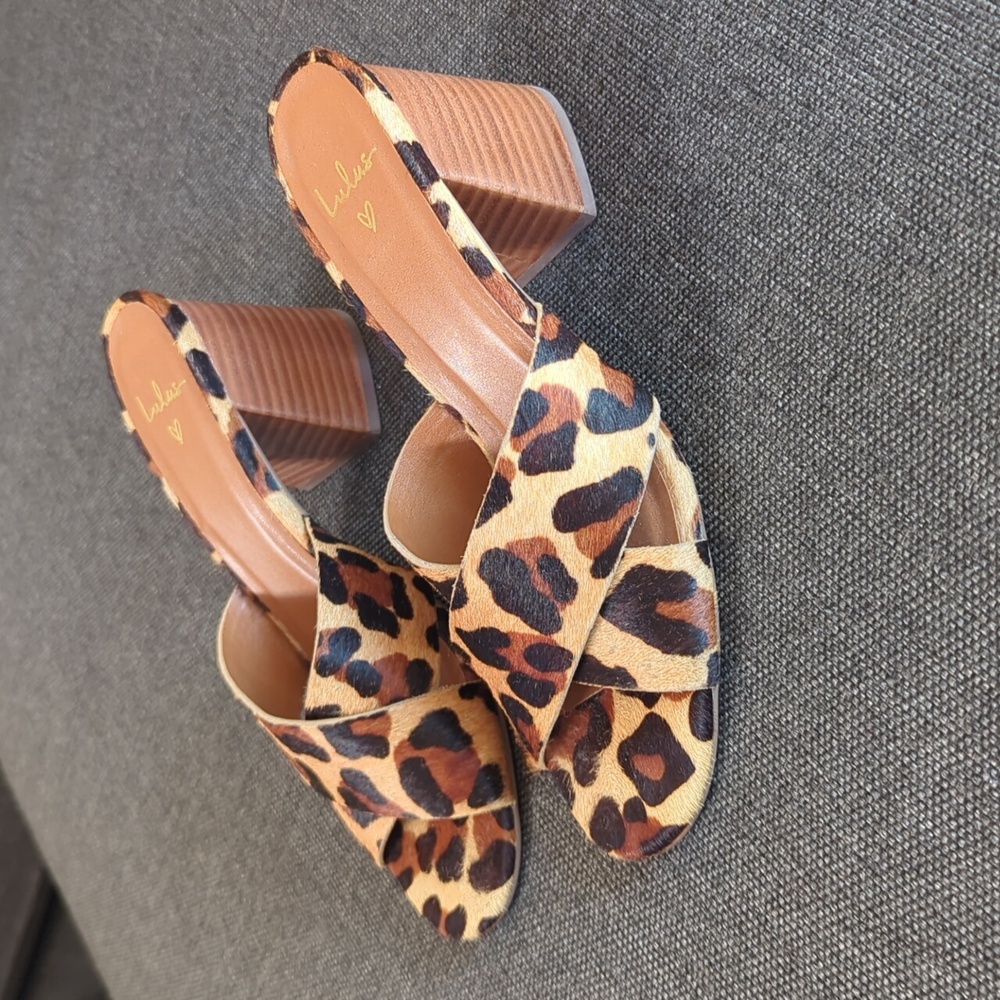 Lulu's Leopard Print Mule Heels Size 8 - image 2